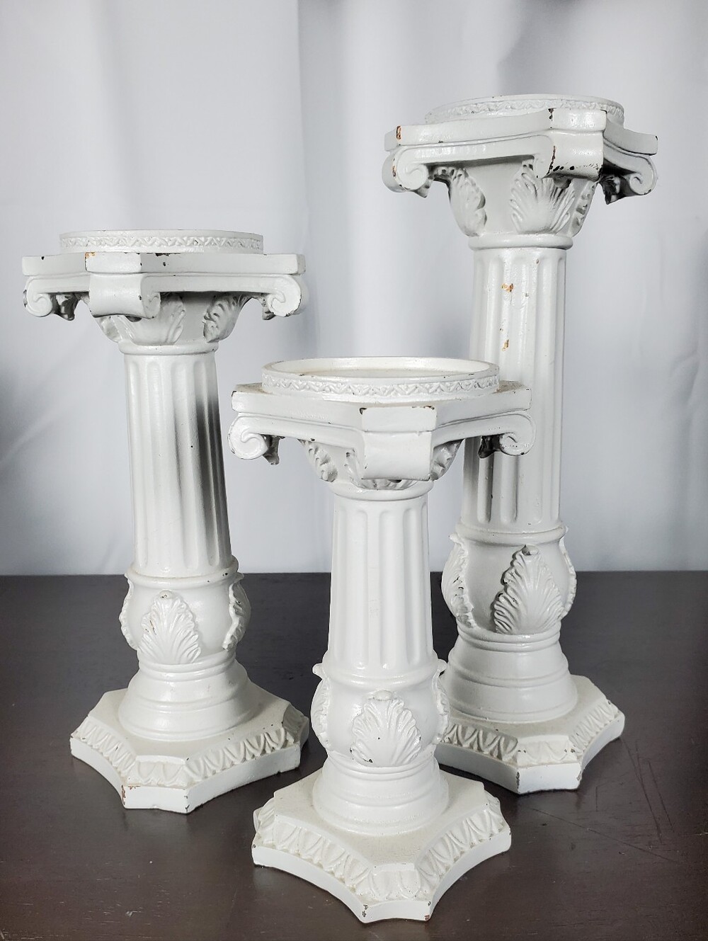 White Decorative Roman Pedestal Column Set - Classic Home Accents 3pc